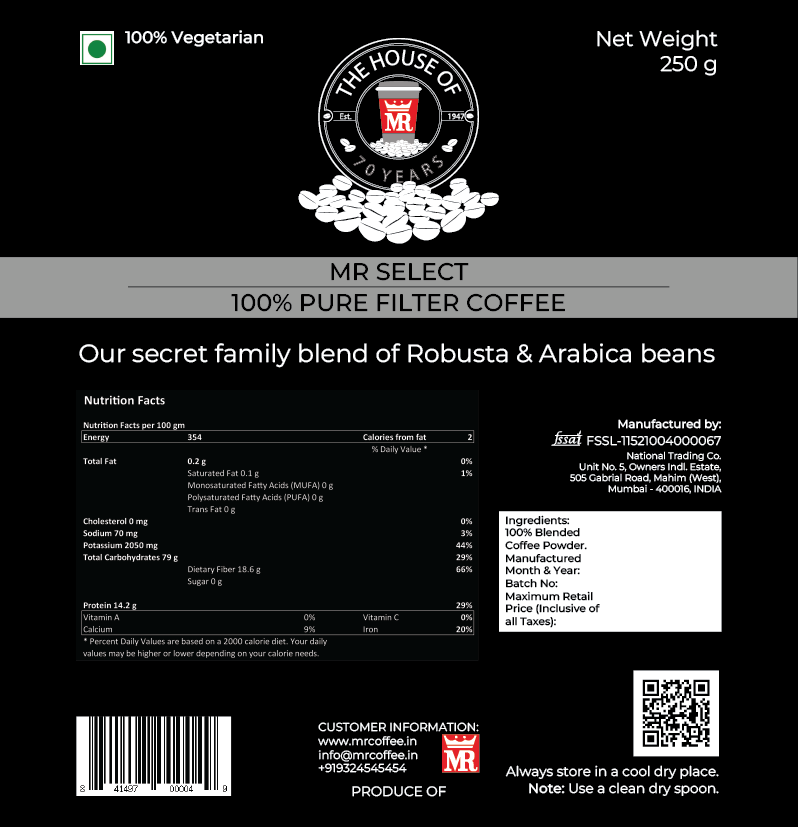 MR Select 100% Pure Filter Coffee
